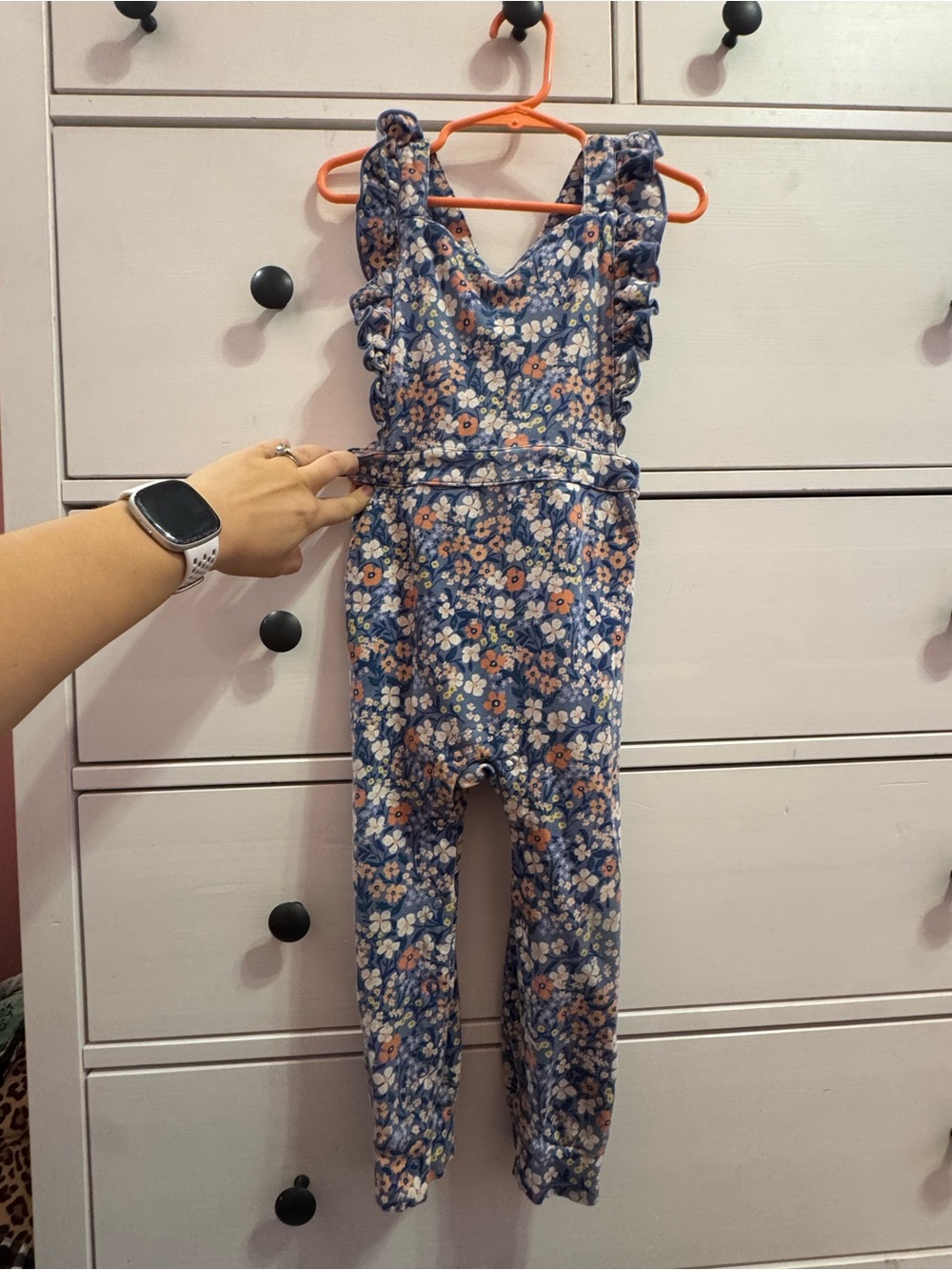 Floral Ruffle Little Sleepies Overalls 3T